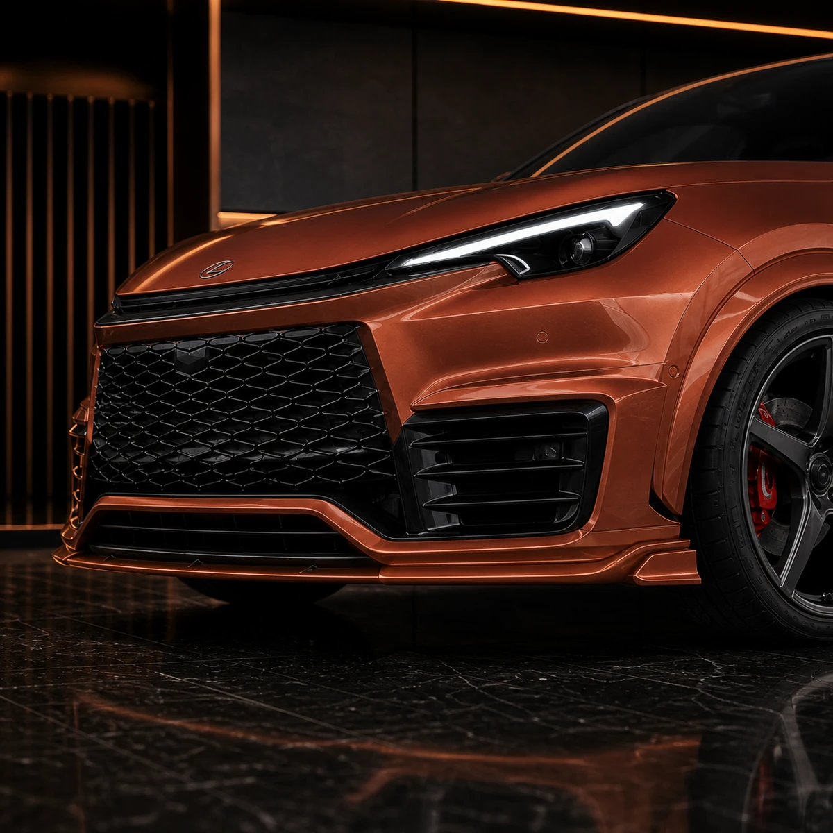Lexus LBX Morizo RR smooth FRP front under spoiler and bumper garnishes AI concept detail