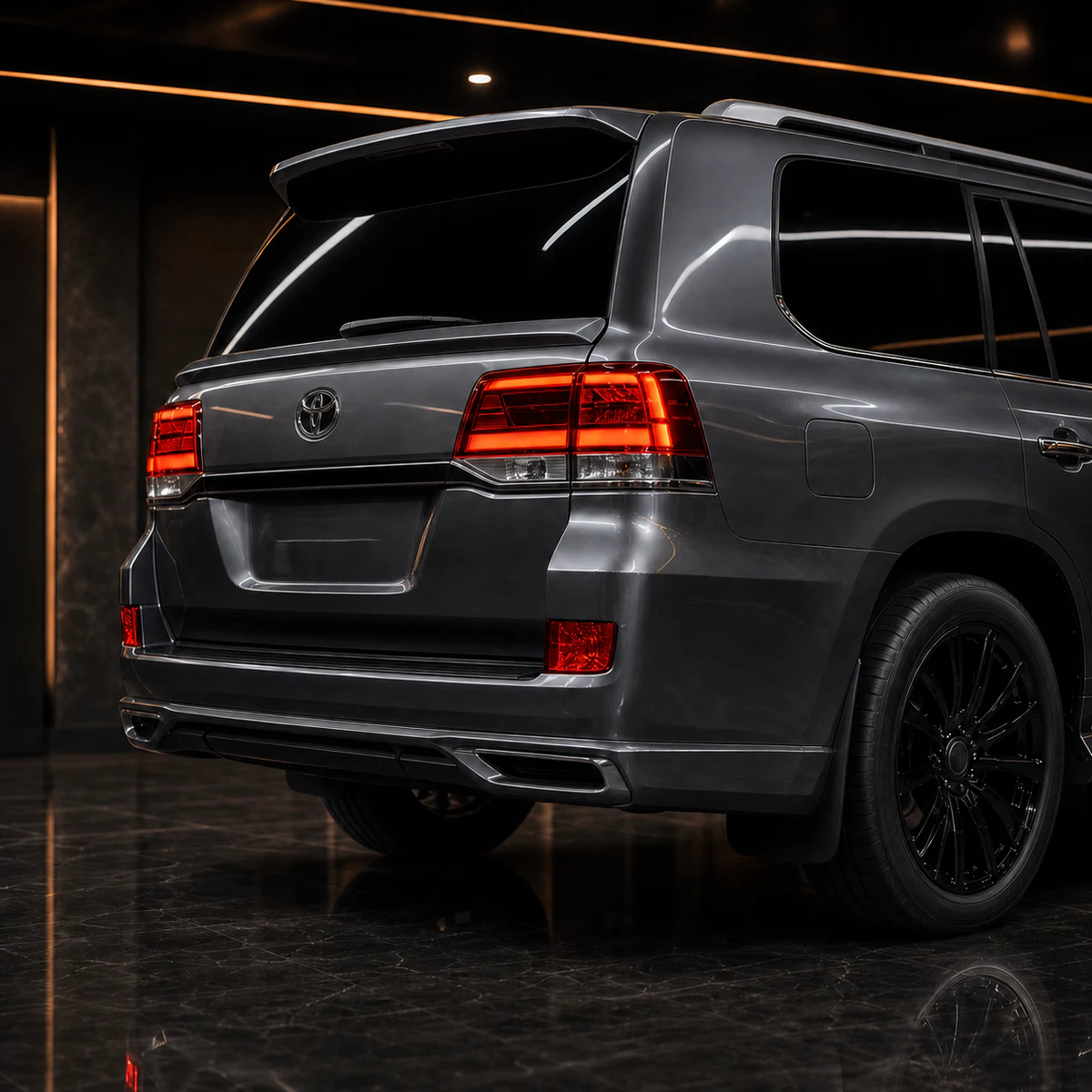 Toyota Land Cruiser 200 ZX rear half and gate spoiler AI concept detail