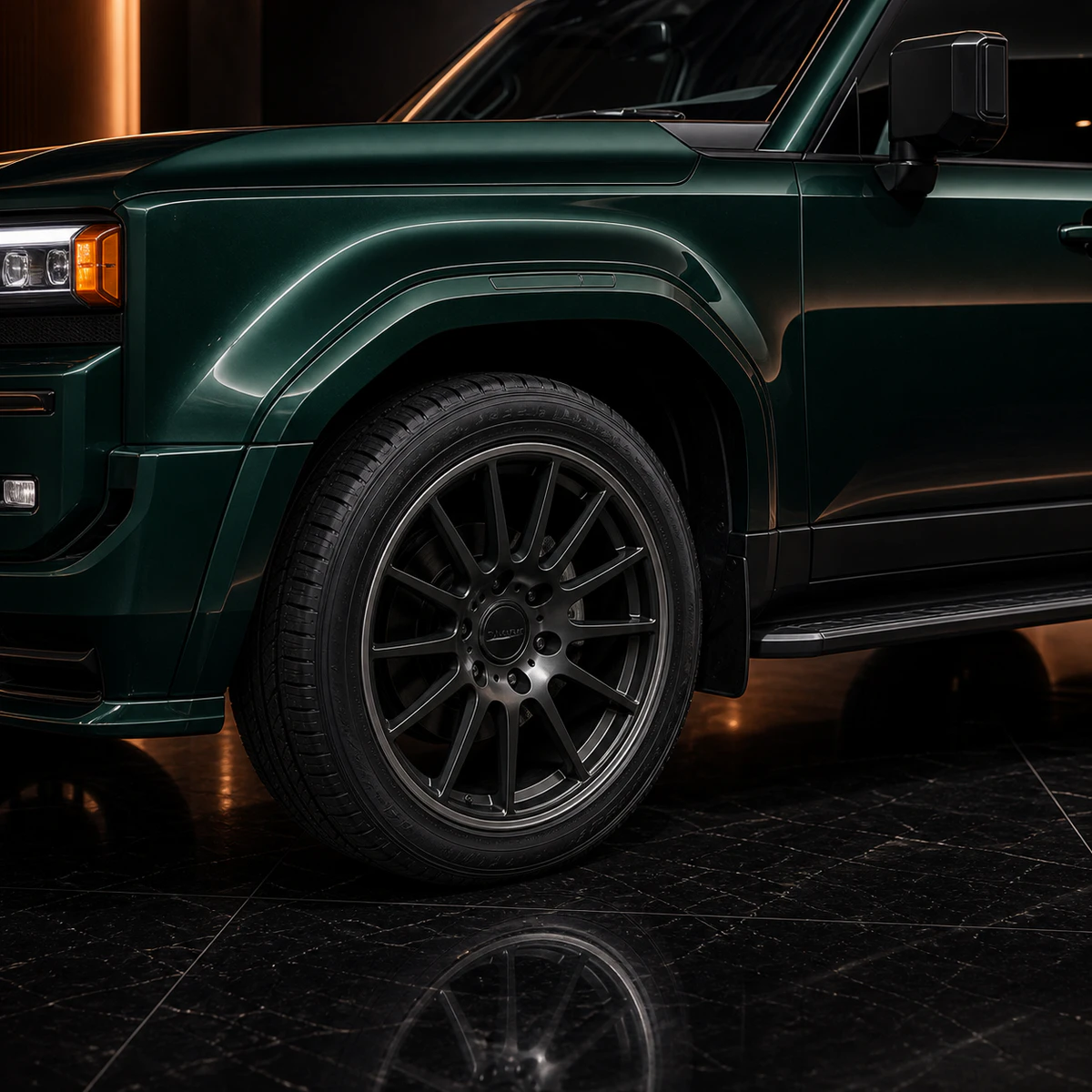 Toyota Land Cruiser 250 VX 30–35 mm overfender and wheel AI concept detail