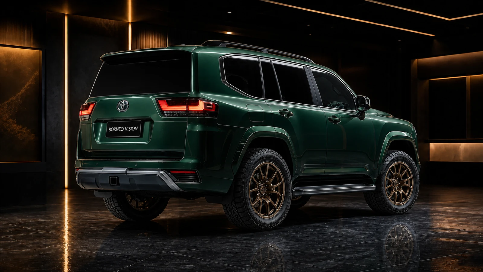 Toyota Land Cruiser 300 ZX Overland Complete tow-hitch rear AI concept visual