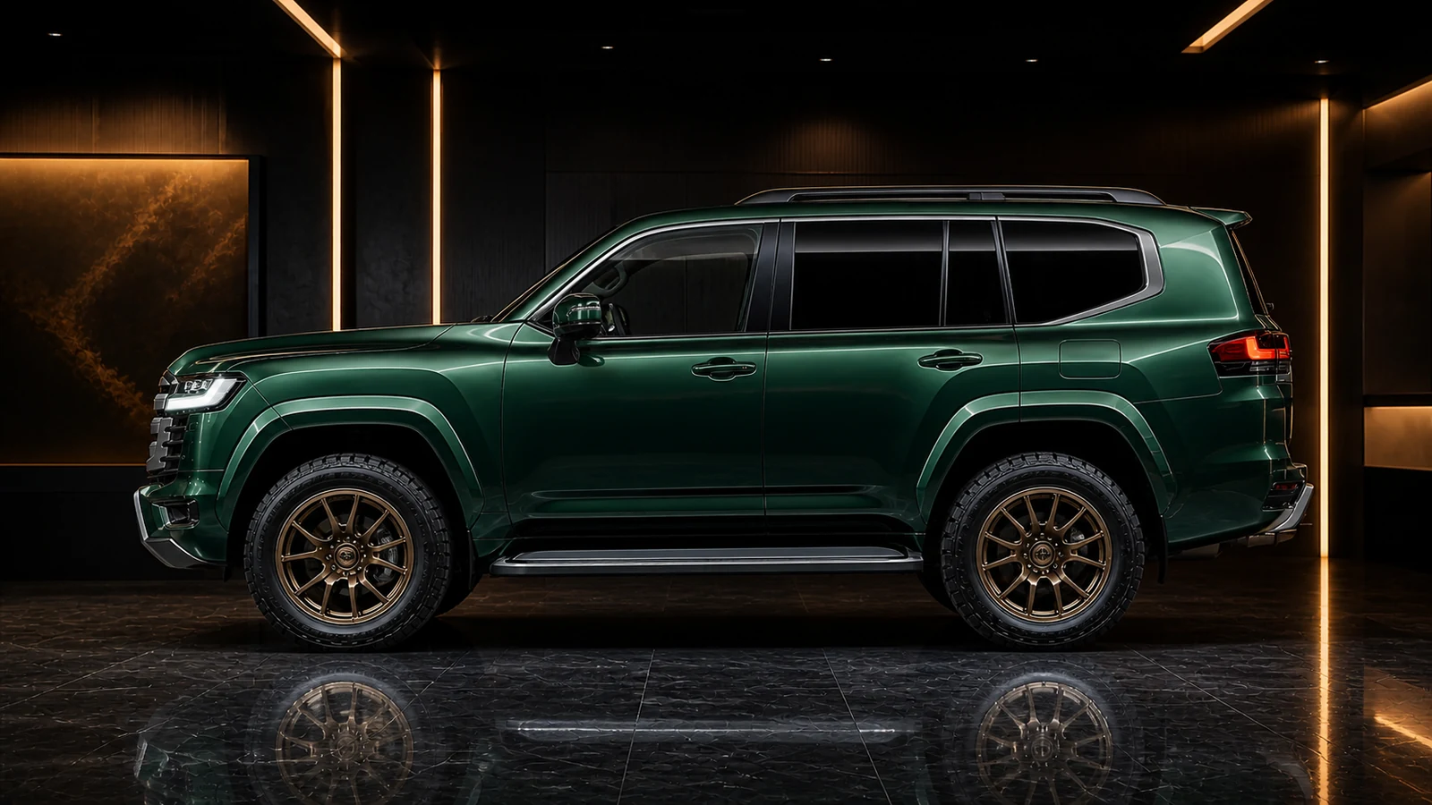 Toyota Land Cruiser 300 ZX Overland Complete tow-hitch side AI concept visual