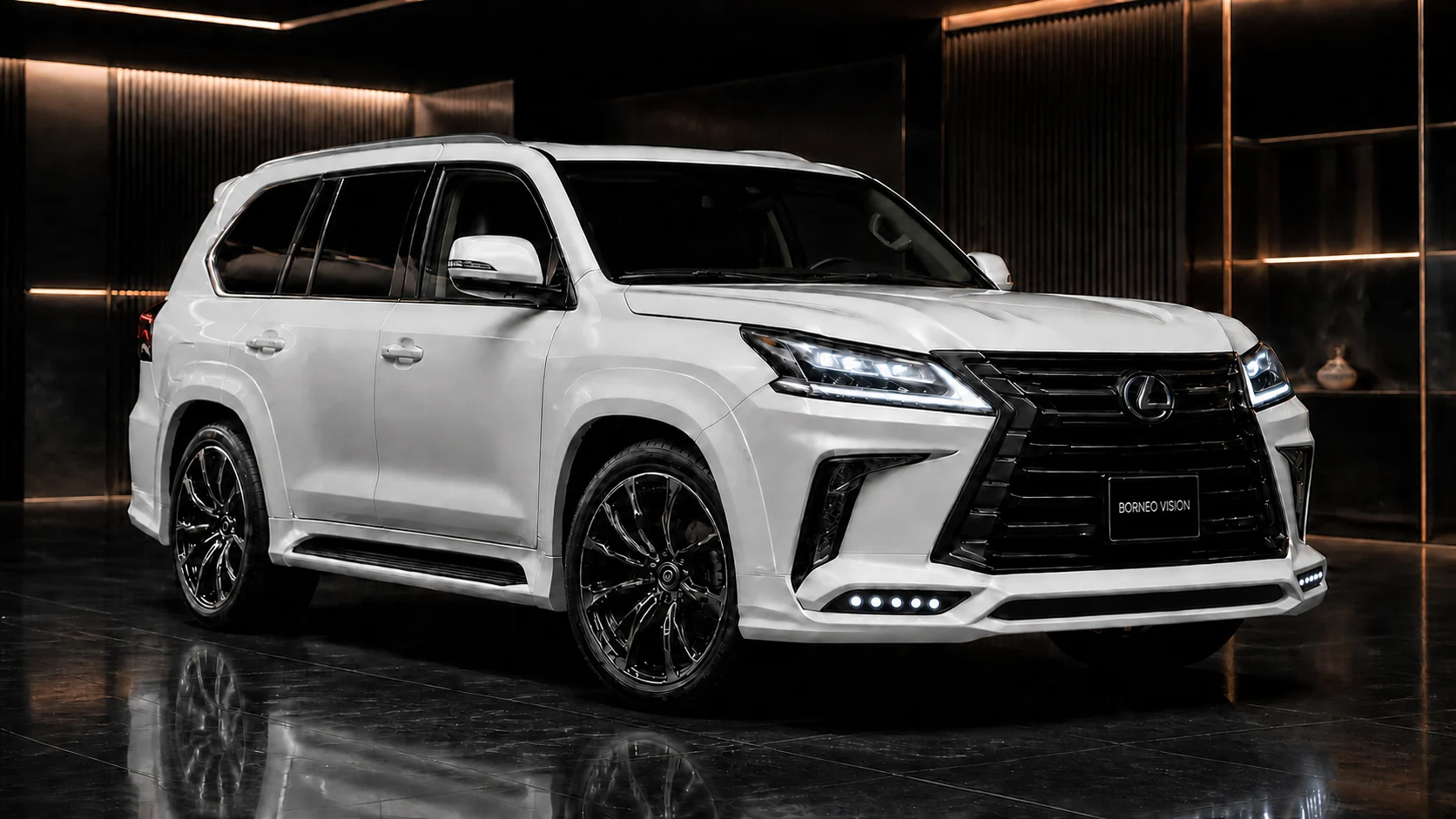 Pearl White Lexus LX570 Black Label wide complete front AI concept visual
