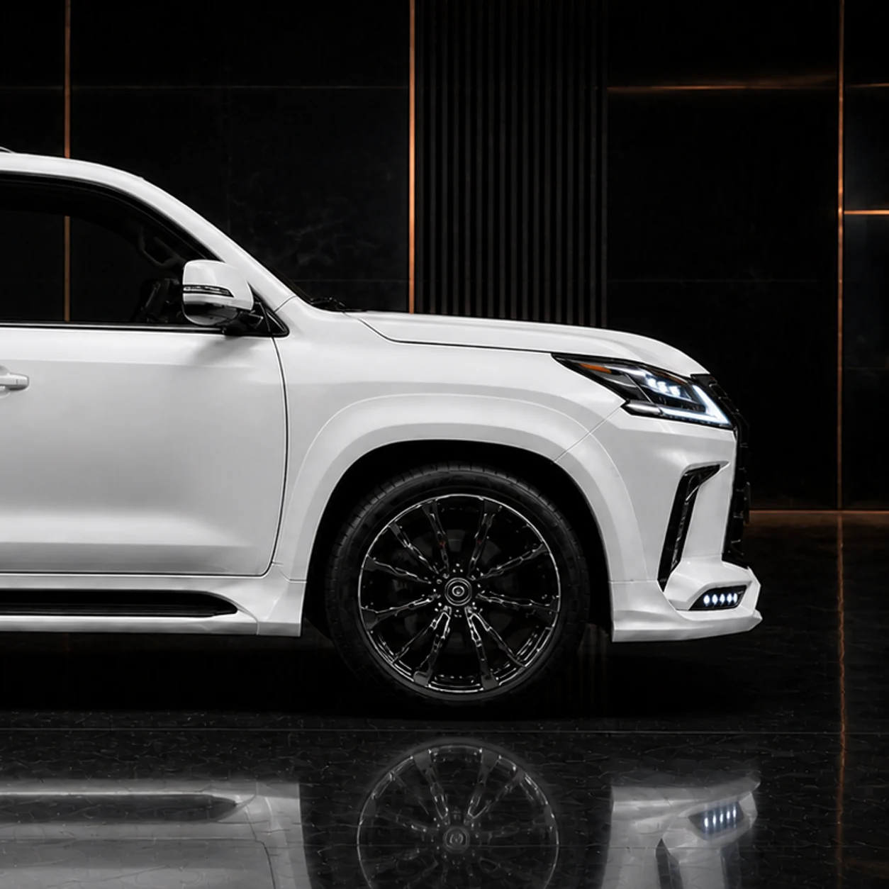 Lexus LX570 Black Label wheel and wide overfender AI concept detail
