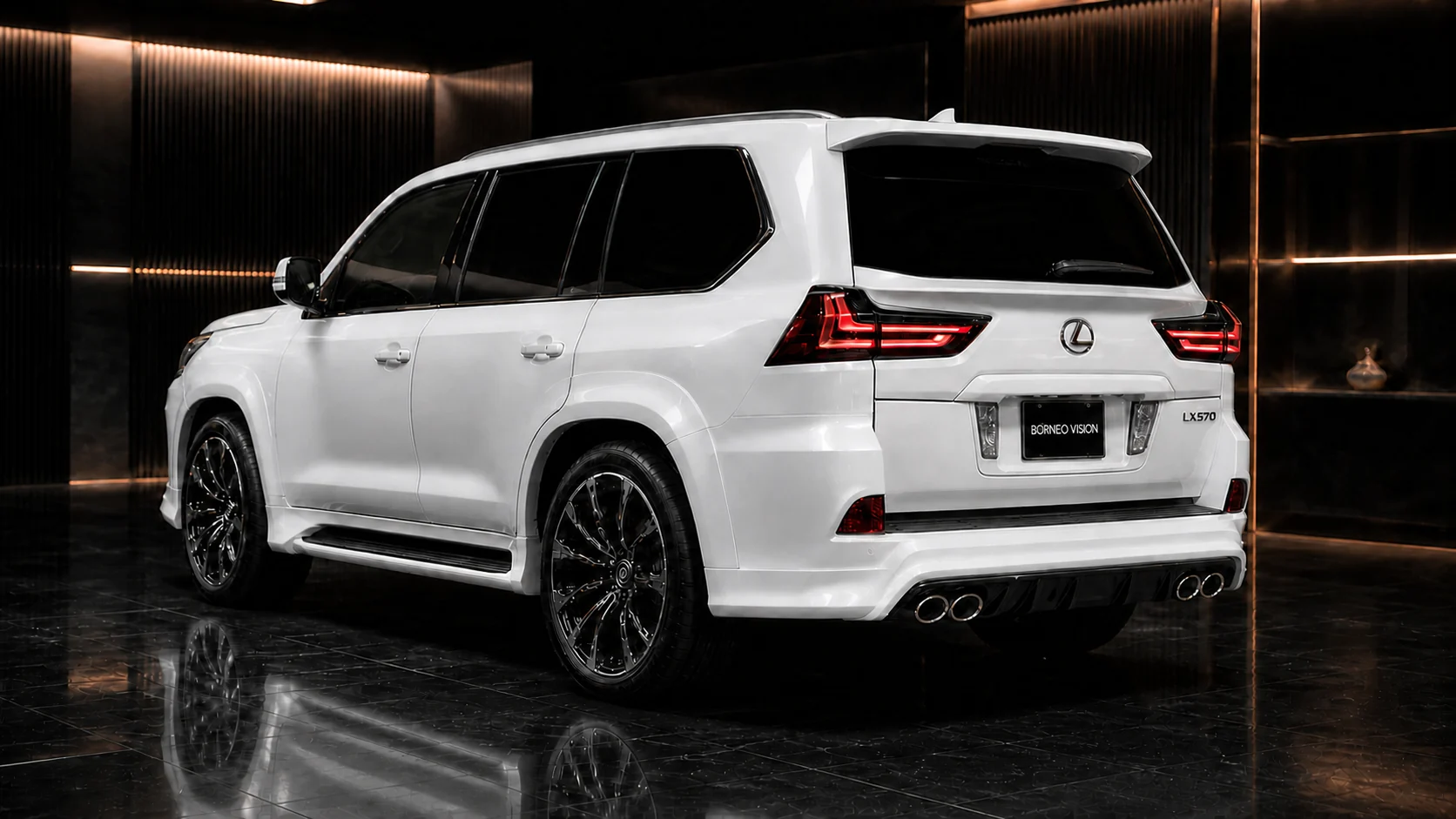 Pearl White Lexus LX570 Black Label wide complete rear AI concept visual