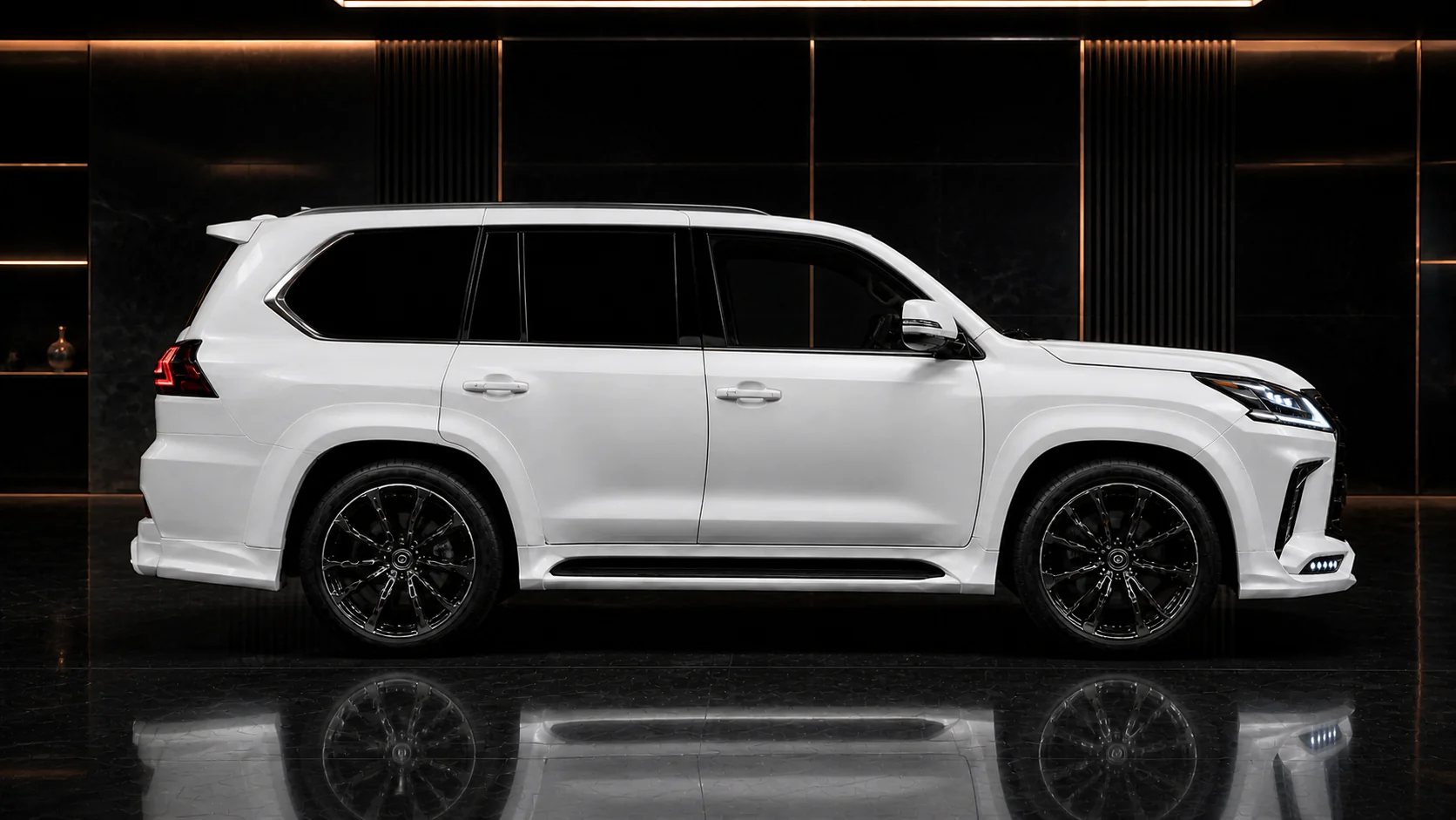 Pearl White Lexus LX570 Black Label wide complete side AI concept visual