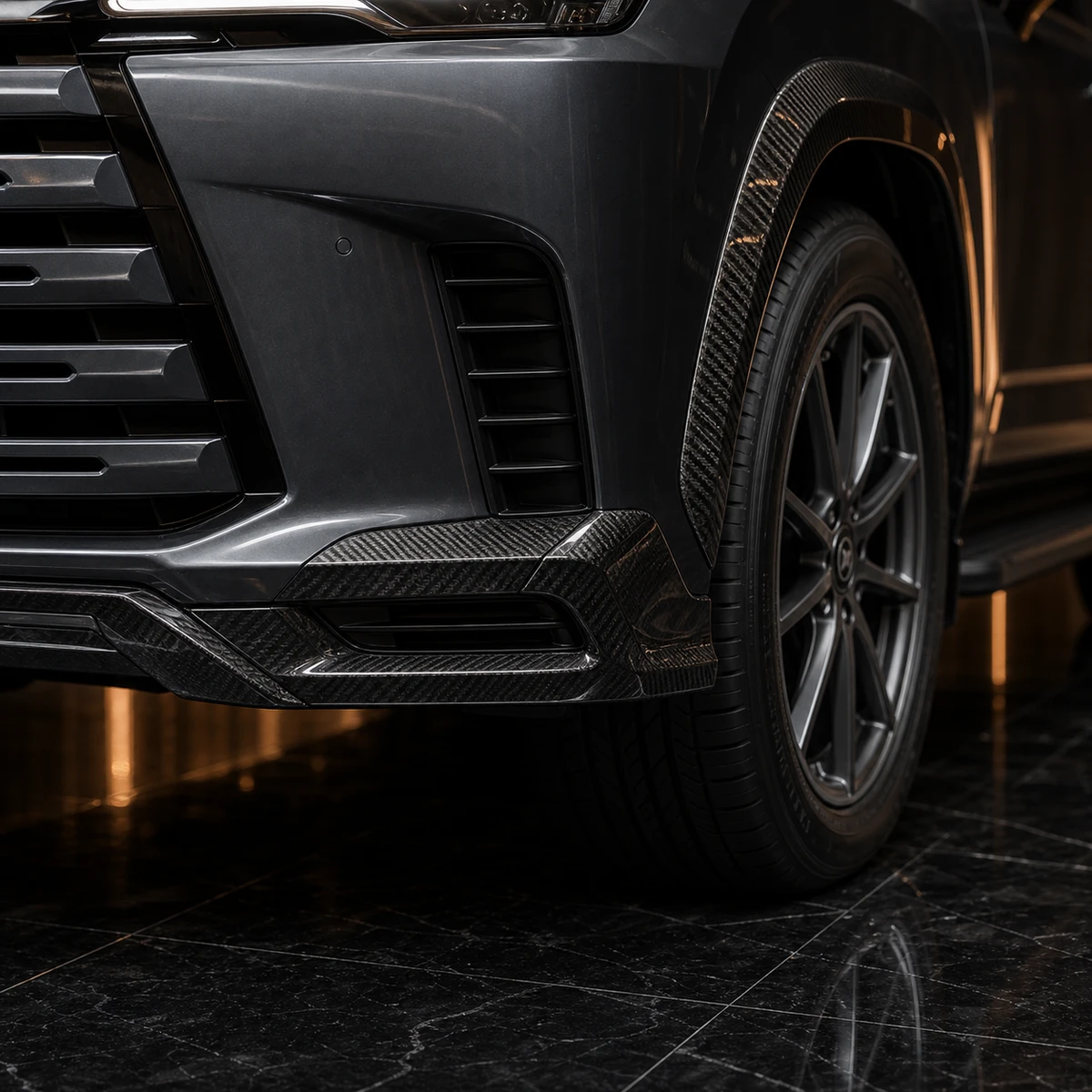 Lexus LX carbon front half bumper garnish and front overfender AI concept detail