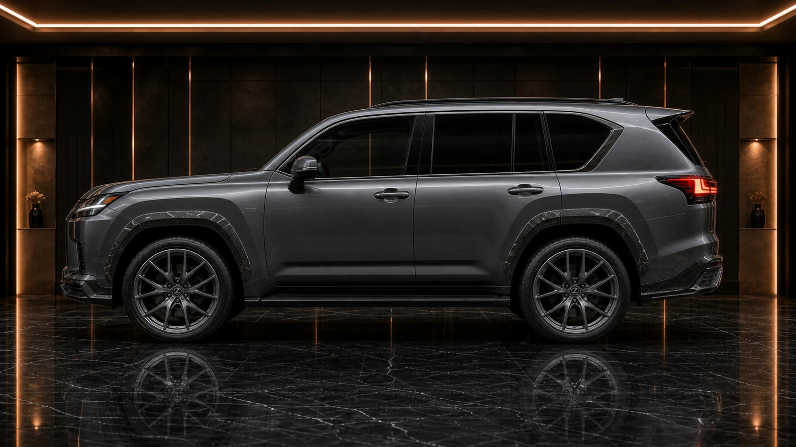 Lexus LX600 LX700h exposed-carbon 50 mm overfender AI concept side profile