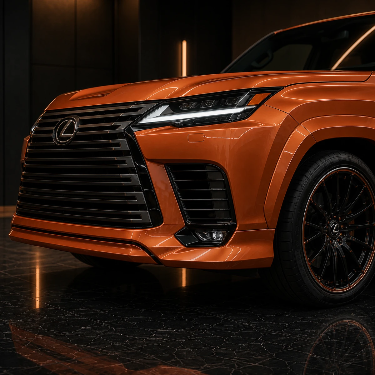 Lexus LX Executive Base front half bumper garnish and front arch AI concept detail