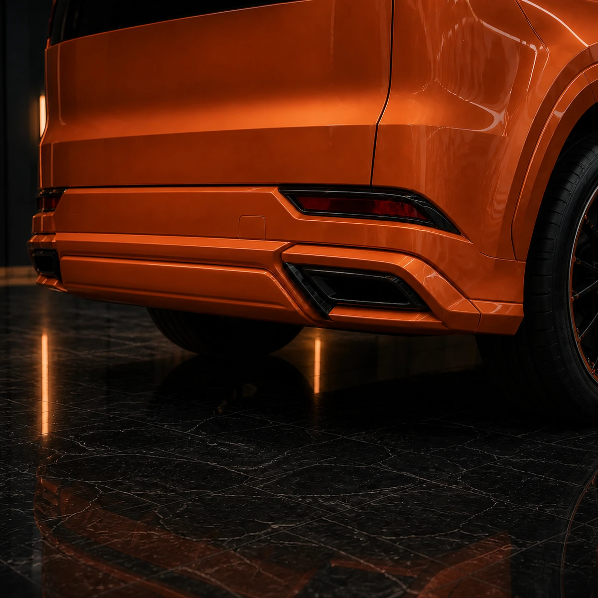 Lexus LX painted five-piece rear lower-spoiler set AI concept detail