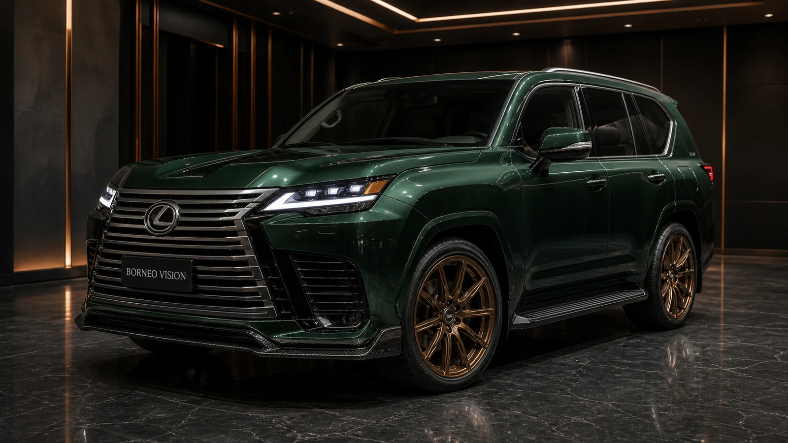Deep Emerald factory-width Lexus LX600 Executive Base carbon Recommended Kit AI concept visual