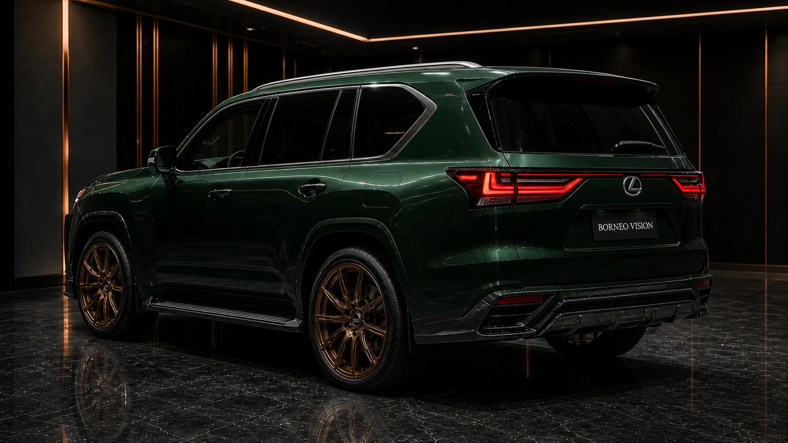 Lexus LX600 LX700h factory-width partial-carbon five-piece rear treatment AI concept visual
