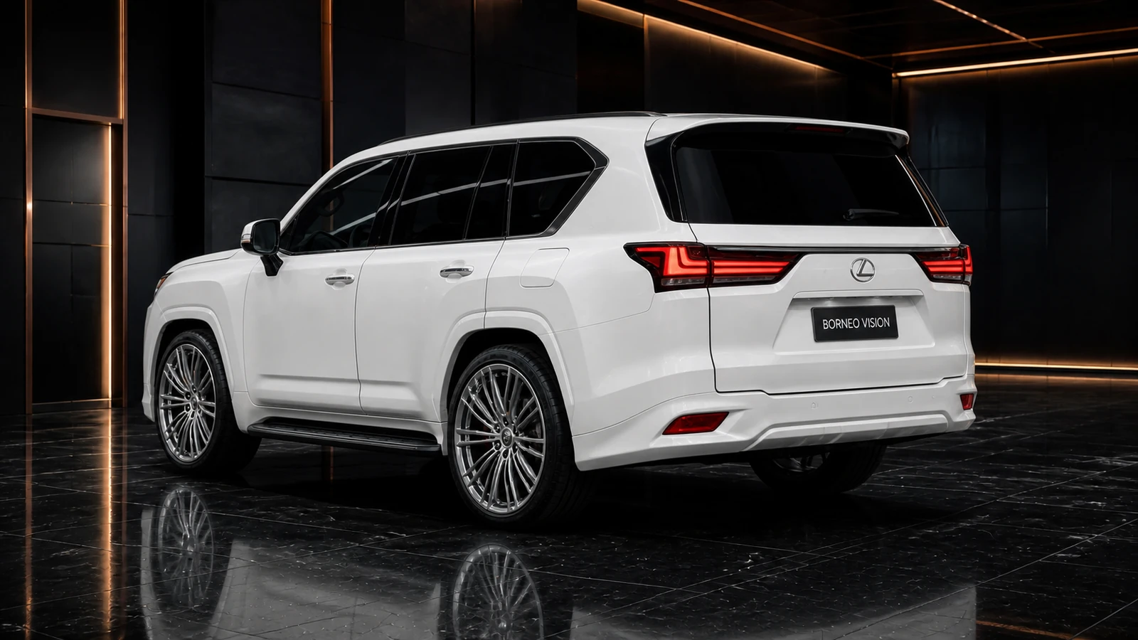Lexus LX600 LX700h factory-width five-piece painted rear treatment AI concept visual