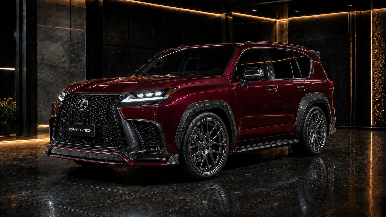 Royal Burgundy Lexus LX600 F SPORT 50 mm Carbon Complete AI concept visual