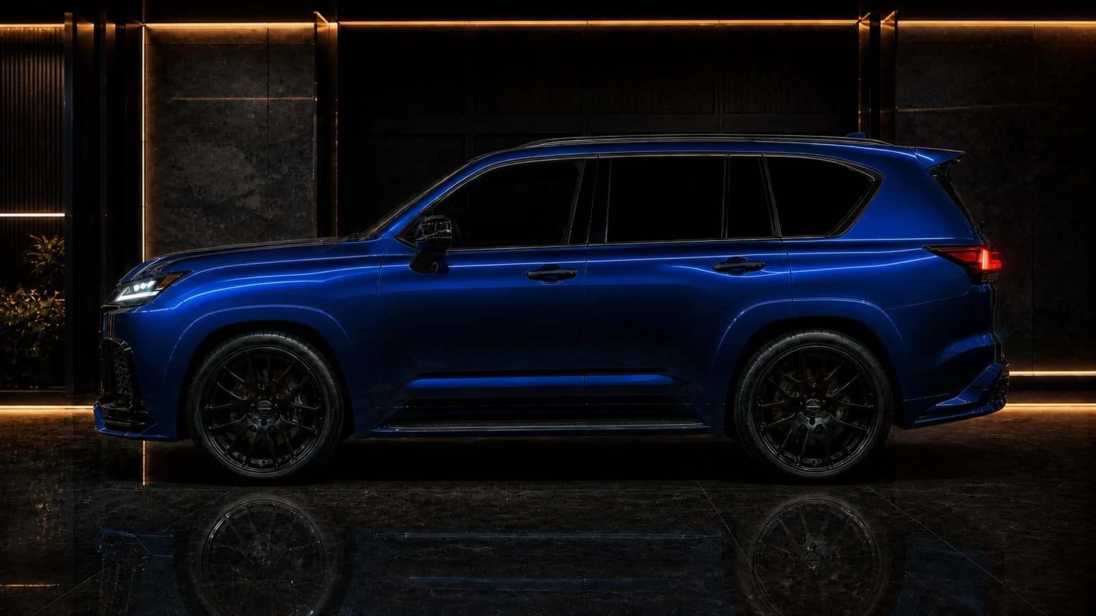 Midnight Sapphire Blue Lexus LX600 LX700h smooth 50 mm FRP arches AI concept profile