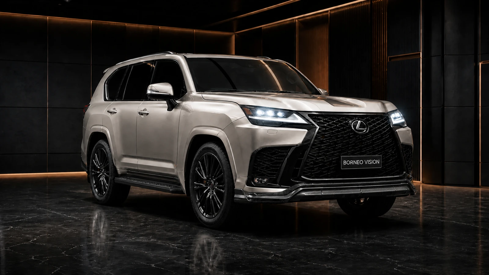 Champagne Silver factory-width Lexus LX600 F SPORT carbon Recommended Kit AI concept visual