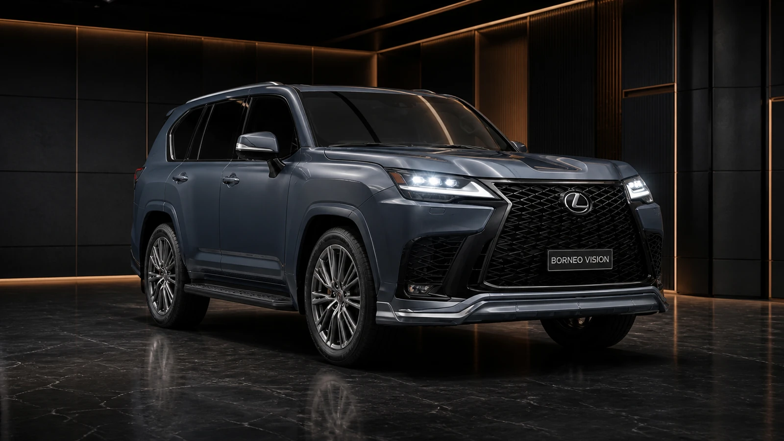 Titanium Blue-Grey factory-width Lexus LX600 F SPORT FRP Recommended Kit AI concept visual