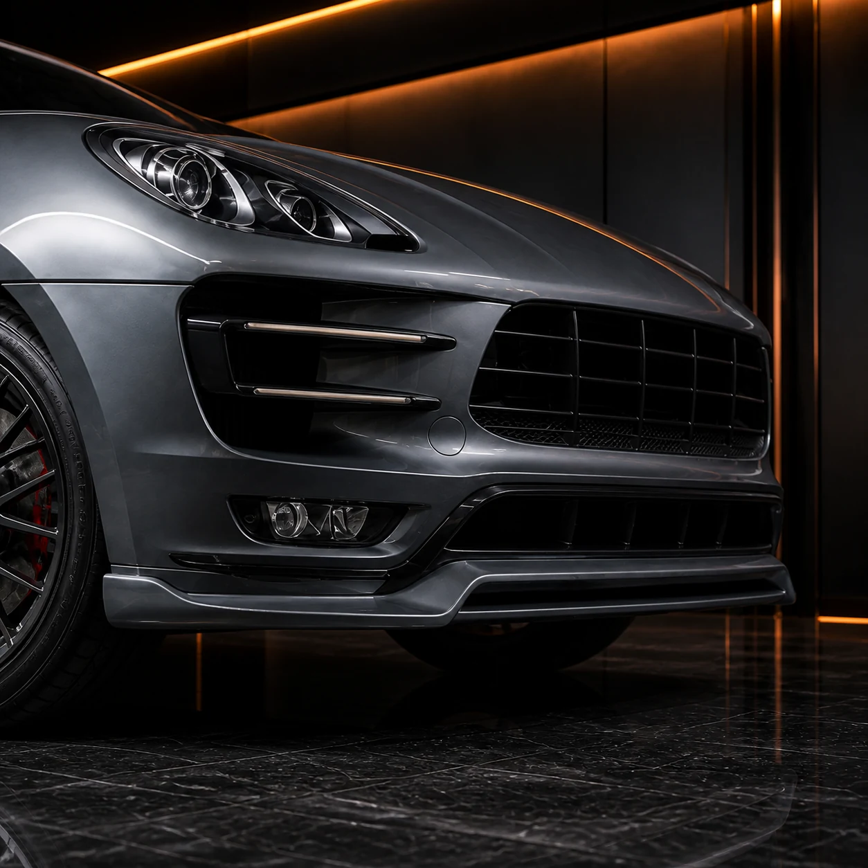 Porsche Macan Turbo 95B Turbo-specific front under spoiler AI concept detail