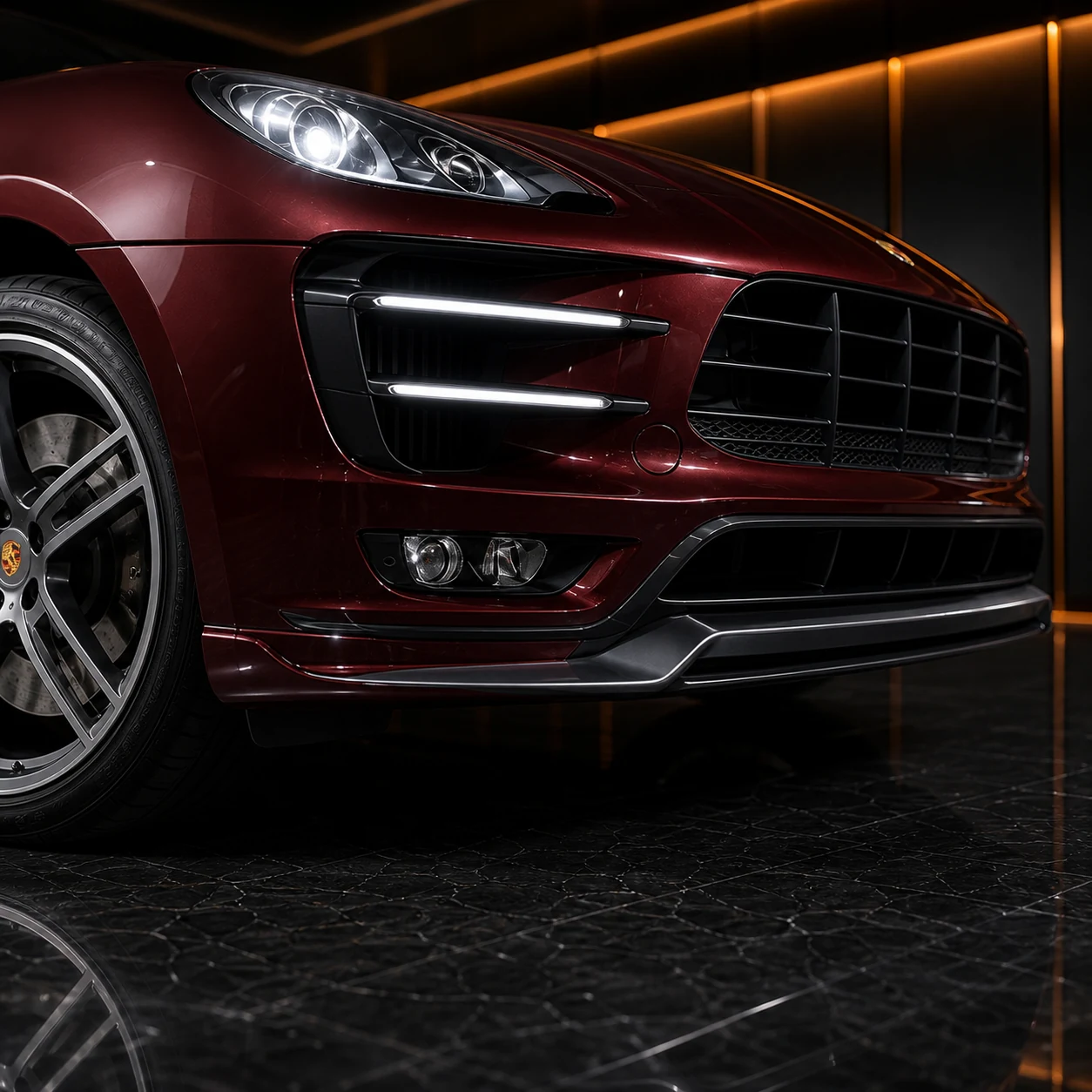 Porsche Macan Turbo 95B Turbo-specific front under spoiler AI concept detail