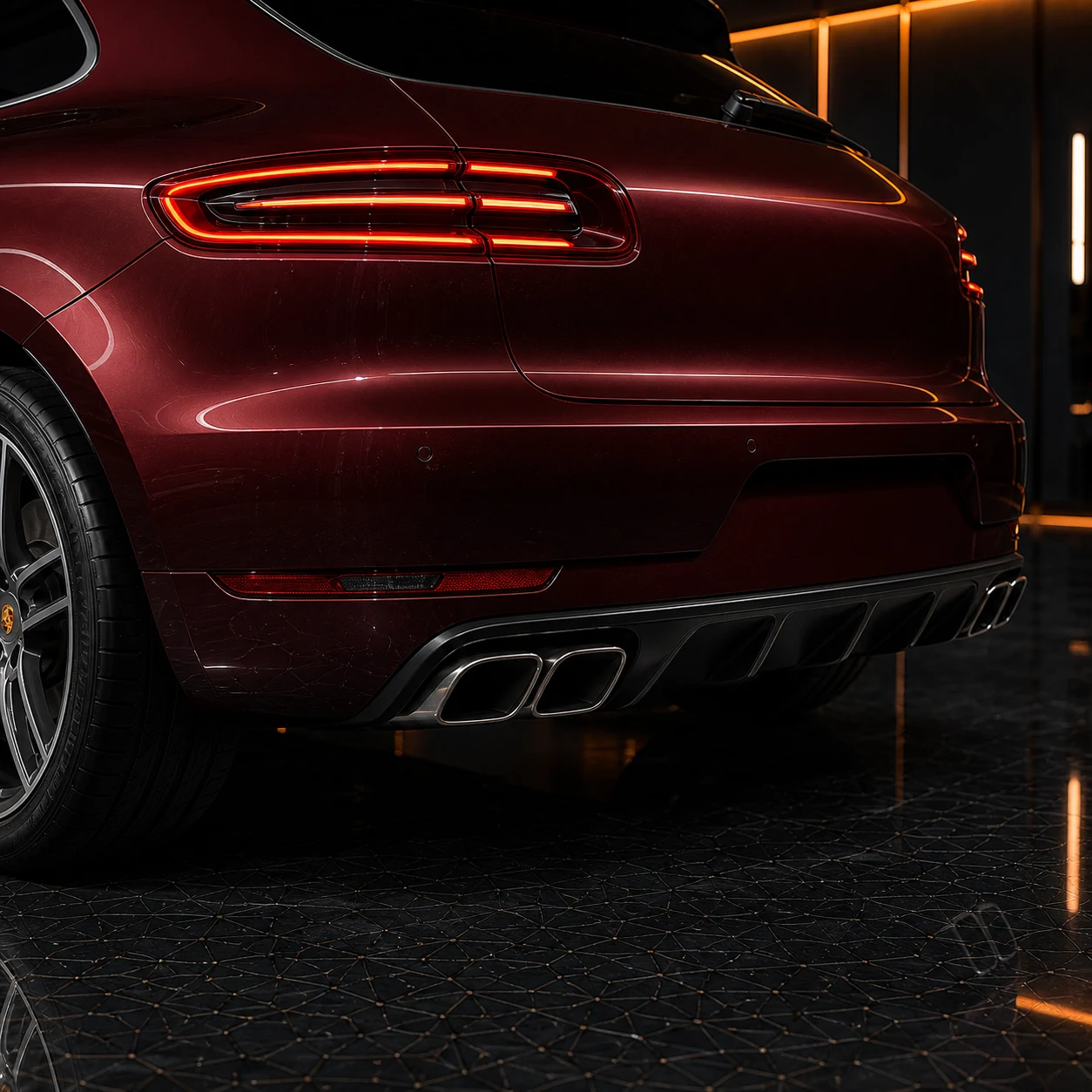 Porsche Macan Turbo 95B factory-width replacement rear diffuser AI concept detail