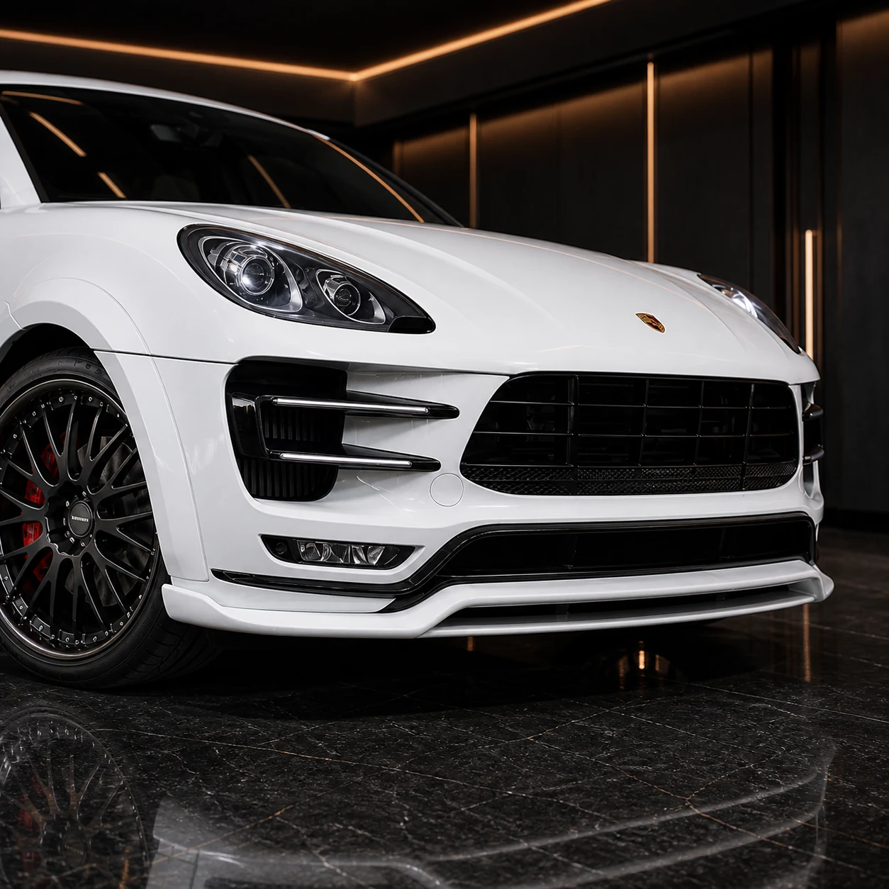 Porsche Macan Turbo 95B Turbo-specific 60 millimetre-down front under spoiler AI concept detail