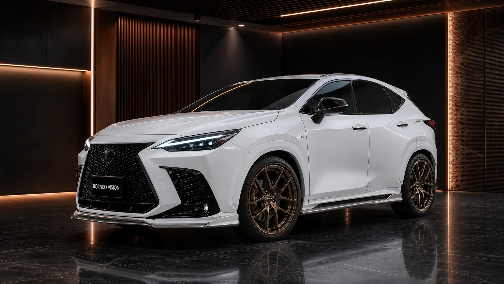 Pearl White second-generation Lexus NX F SPORT Core Aero Complete front AI concept visual
