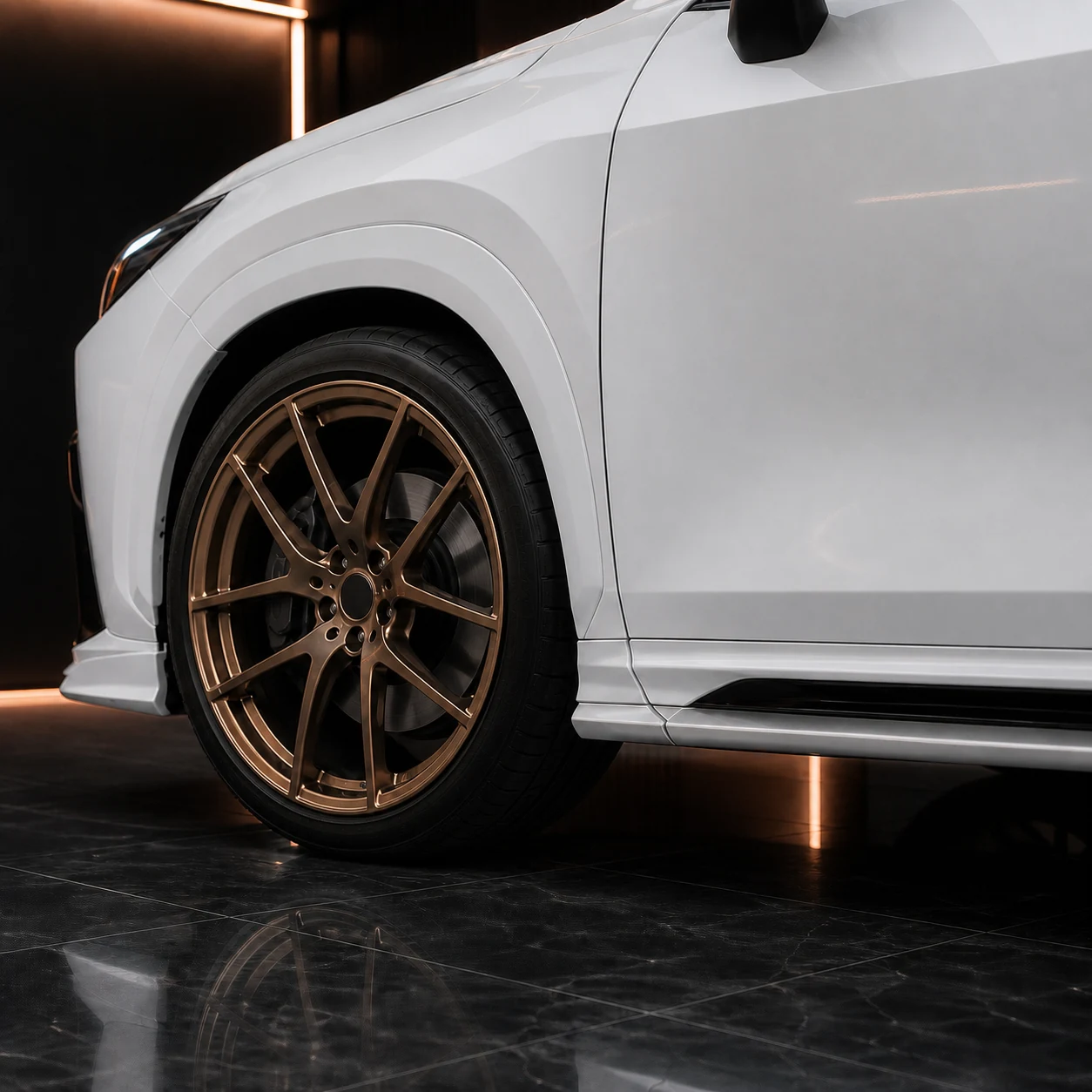 Lexus NX F SPORT factory-width front arch and side under spoiler AI concept detail