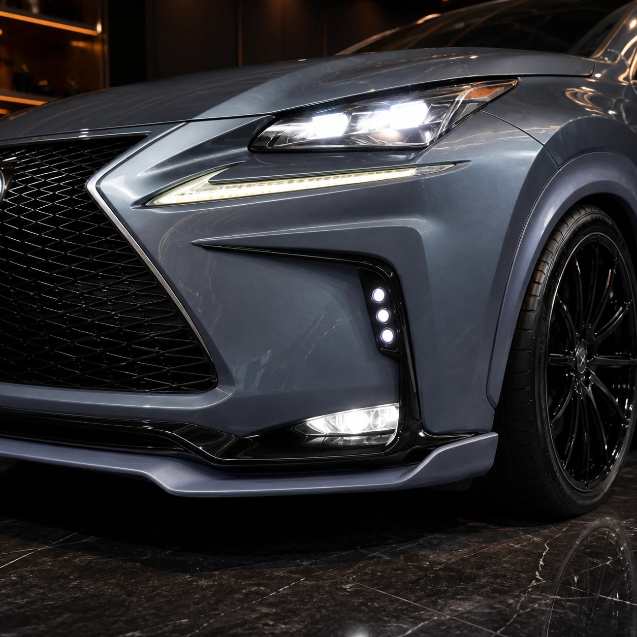 Lexus NX200t F SPORT front under and three-lamp bumper garnish AI concept detail