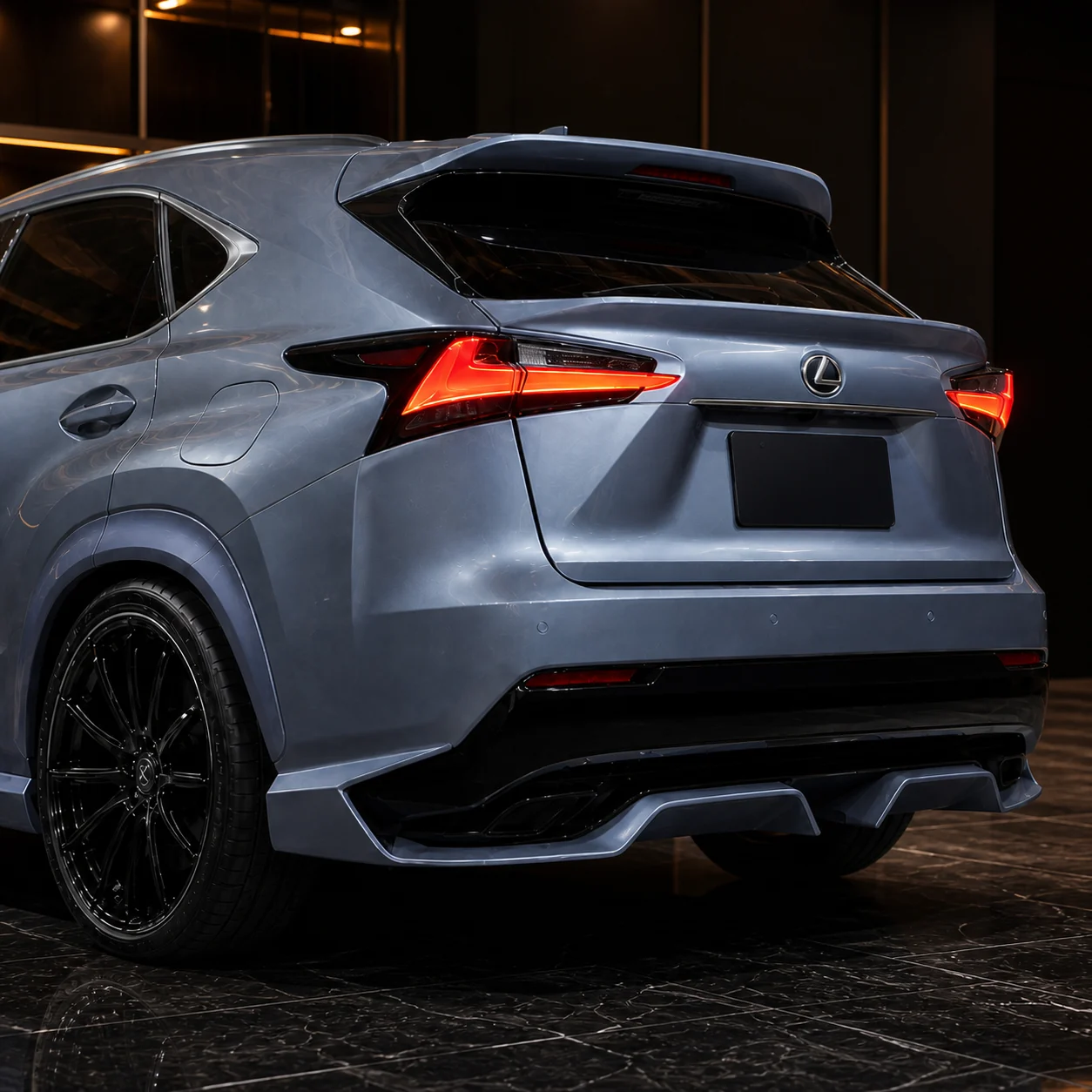 Lexus NX200t concealed-exhaust rear diffuser, spoilers and mild rear arch AI concept detail