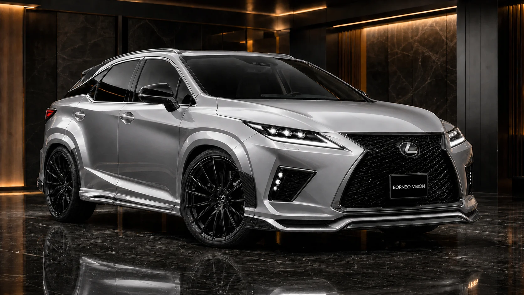 Titanium Silver Lexus RX300 F SPORT 30 mm carbon-accent wide complete front AI concept visual