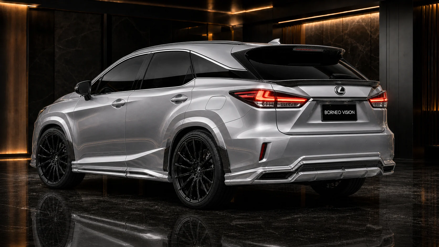 Titanium Silver Lexus RX300 30 mm carbon-accent wide rear AI concept visual
