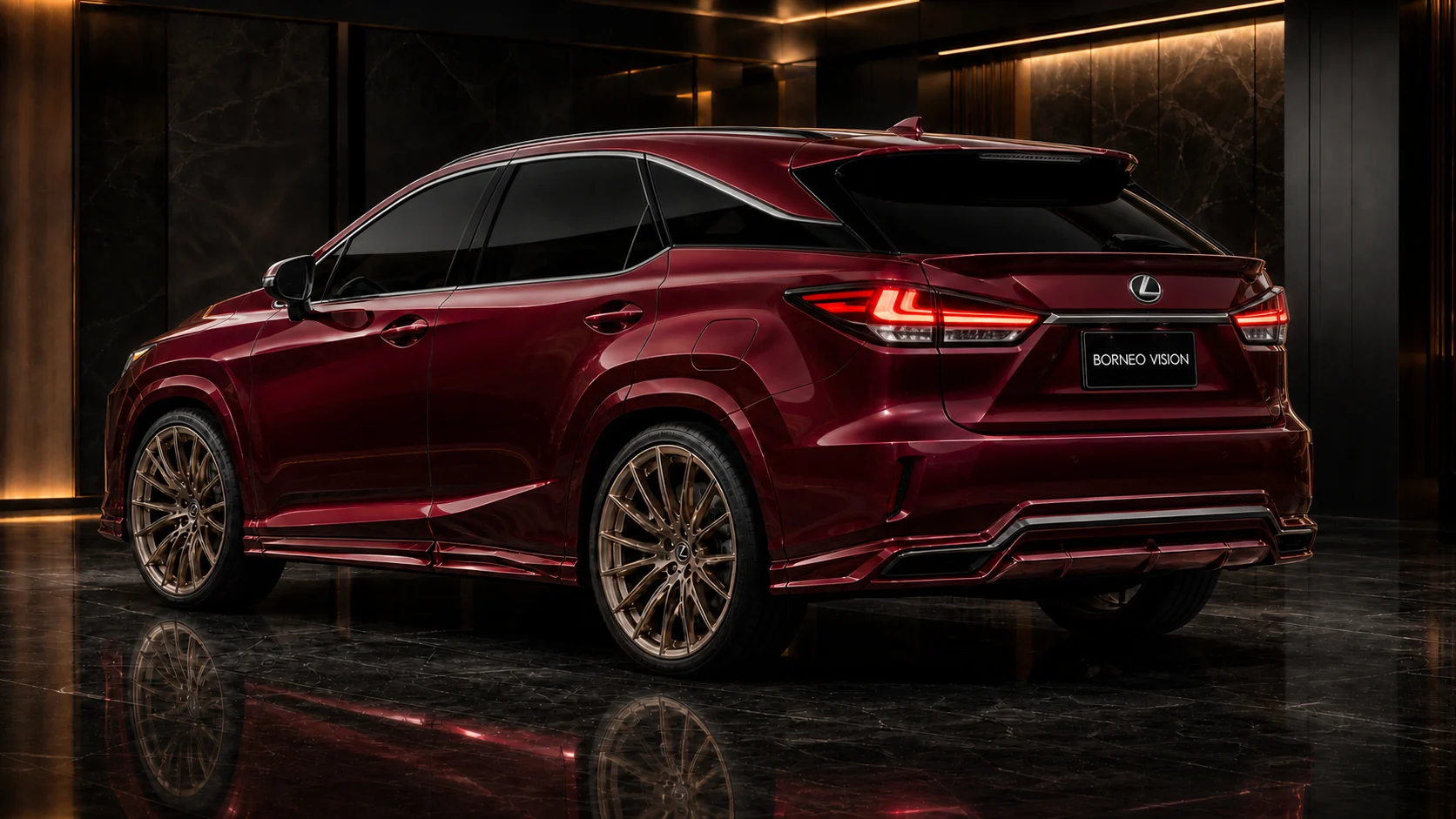 Royal Burgundy Lexus RX300 F SPORT 30 mm wide complete rear AI concept visual