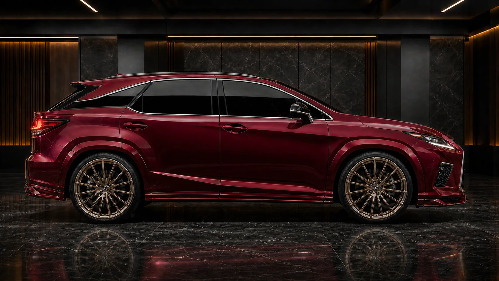 Royal Burgundy Lexus RX300 F SPORT 30 mm wide complete side AI concept visual