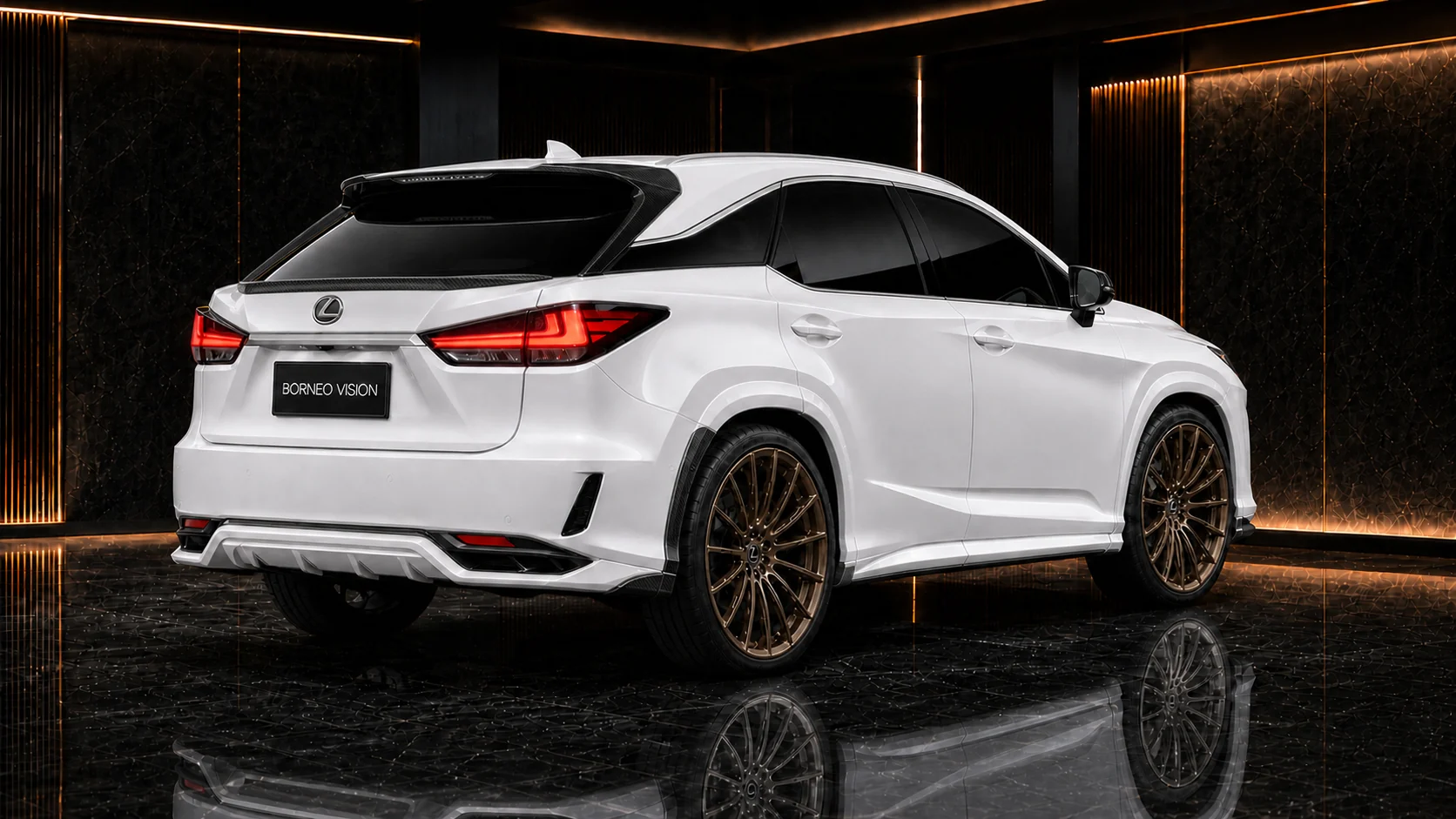 Pearl White Lexus RX300 standard grade 30 mm carbon-accent rear AI concept visual