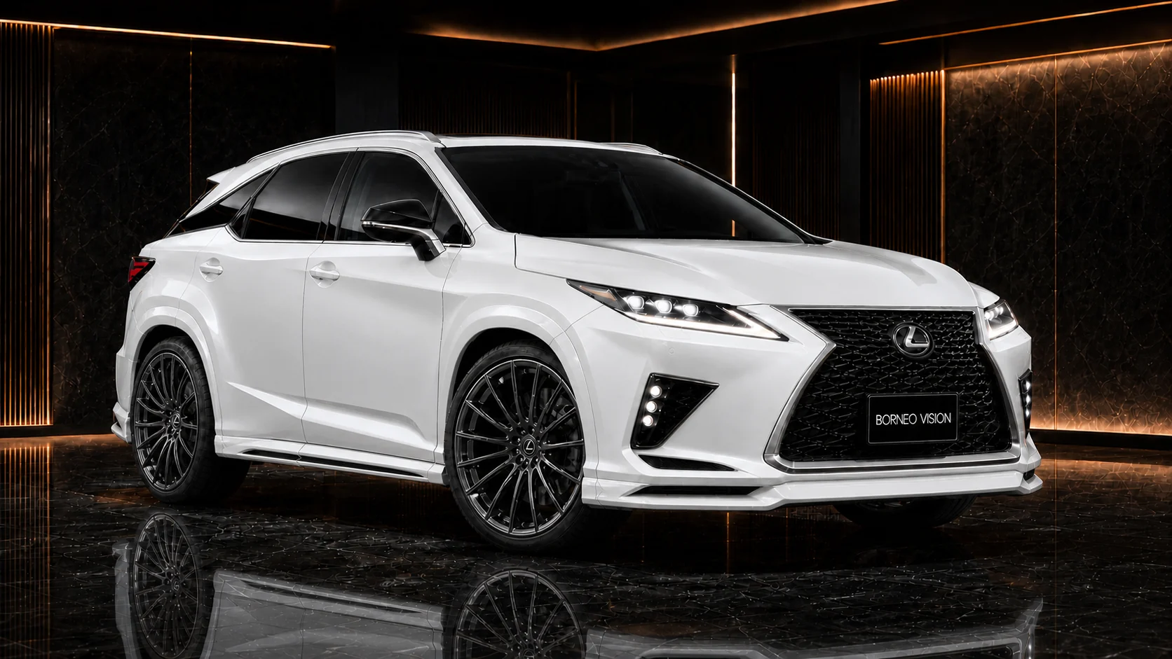 Pearl White Lexus RX300 standard grade 8–10 mm mild-arch complete front AI concept visual