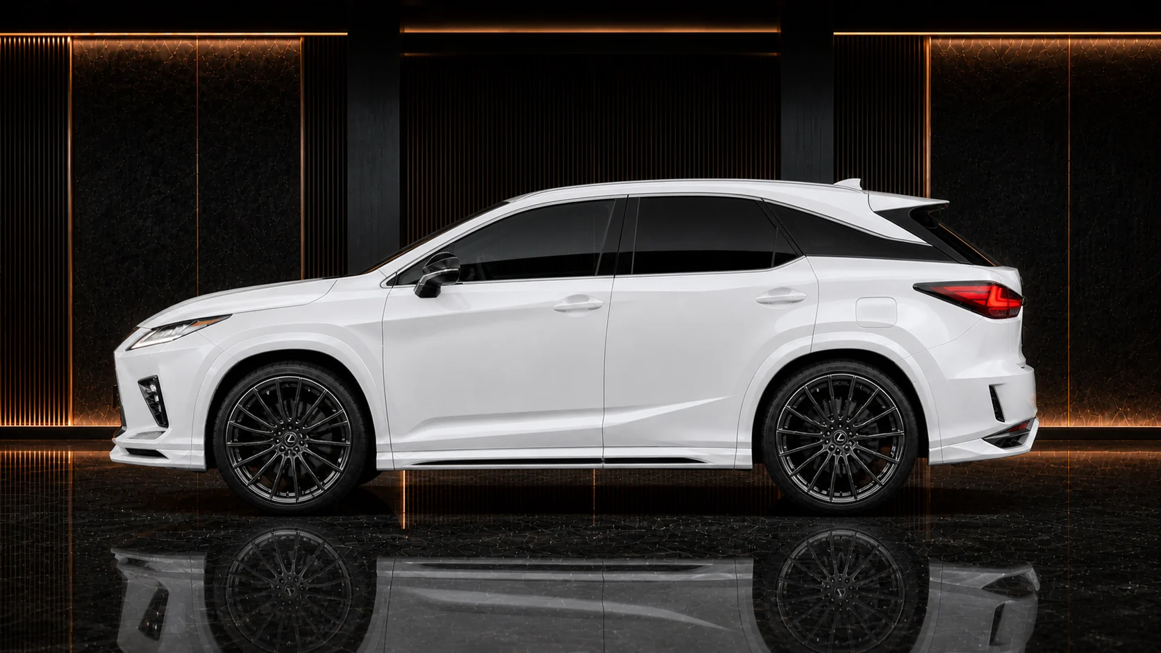 Pearl White Lexus RX300 standard grade 8–10 mm mild-arch side AI concept visual