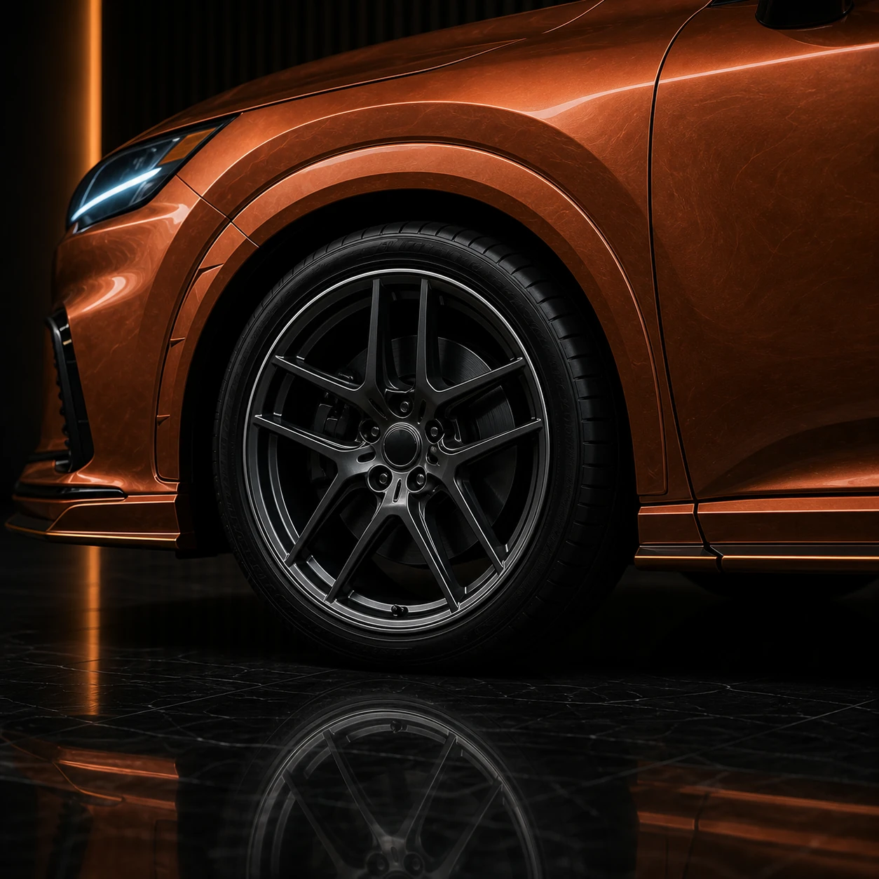 Lexus RX350 F SPORT factory-width wheel arch and side diffuser AI concept detail