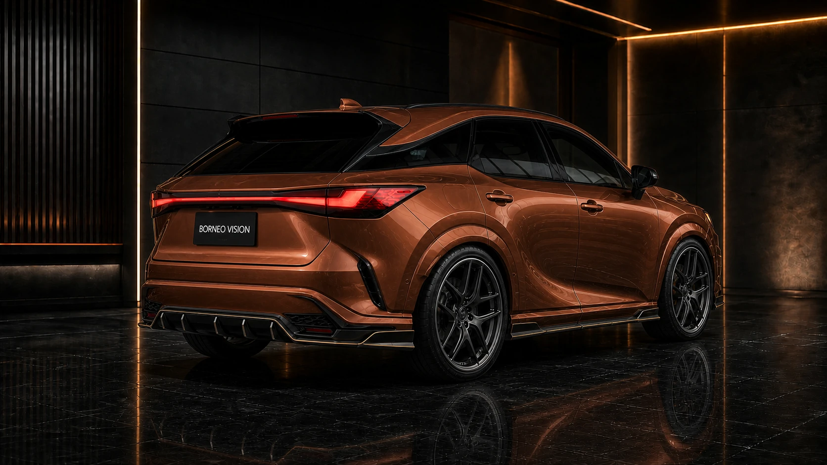 Burnt Copper Lexus RX350 F SPORT three-piece rear under diffuser AI concept visual