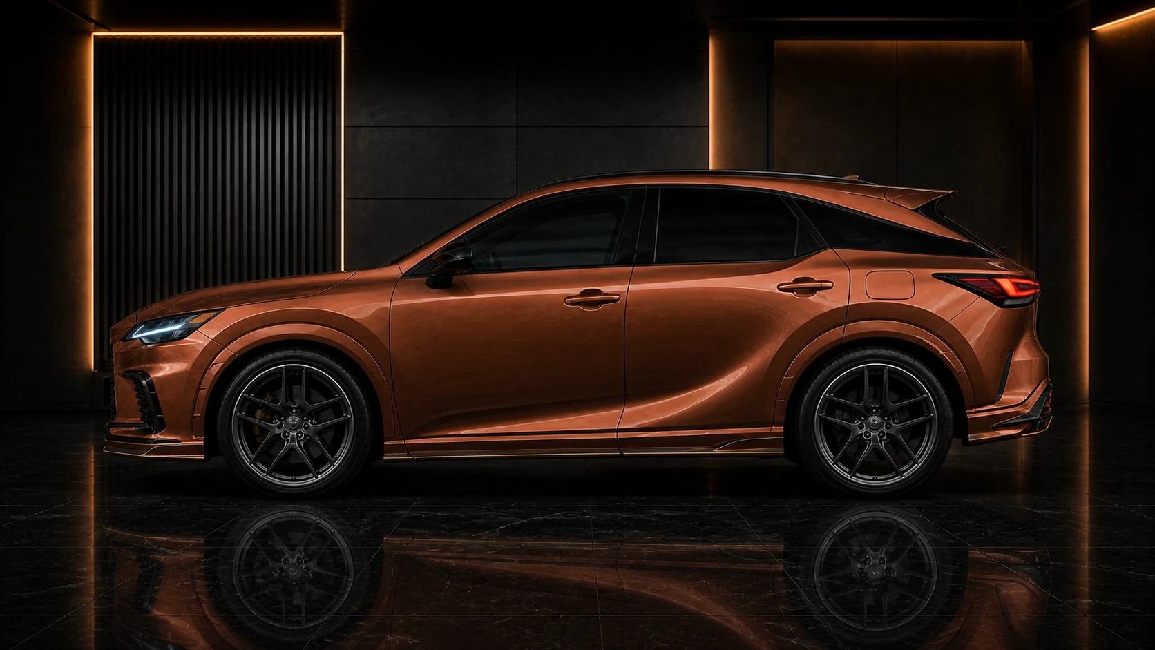 Burnt Copper Lexus RX350 F SPORT six-piece side diffuser AI concept visual