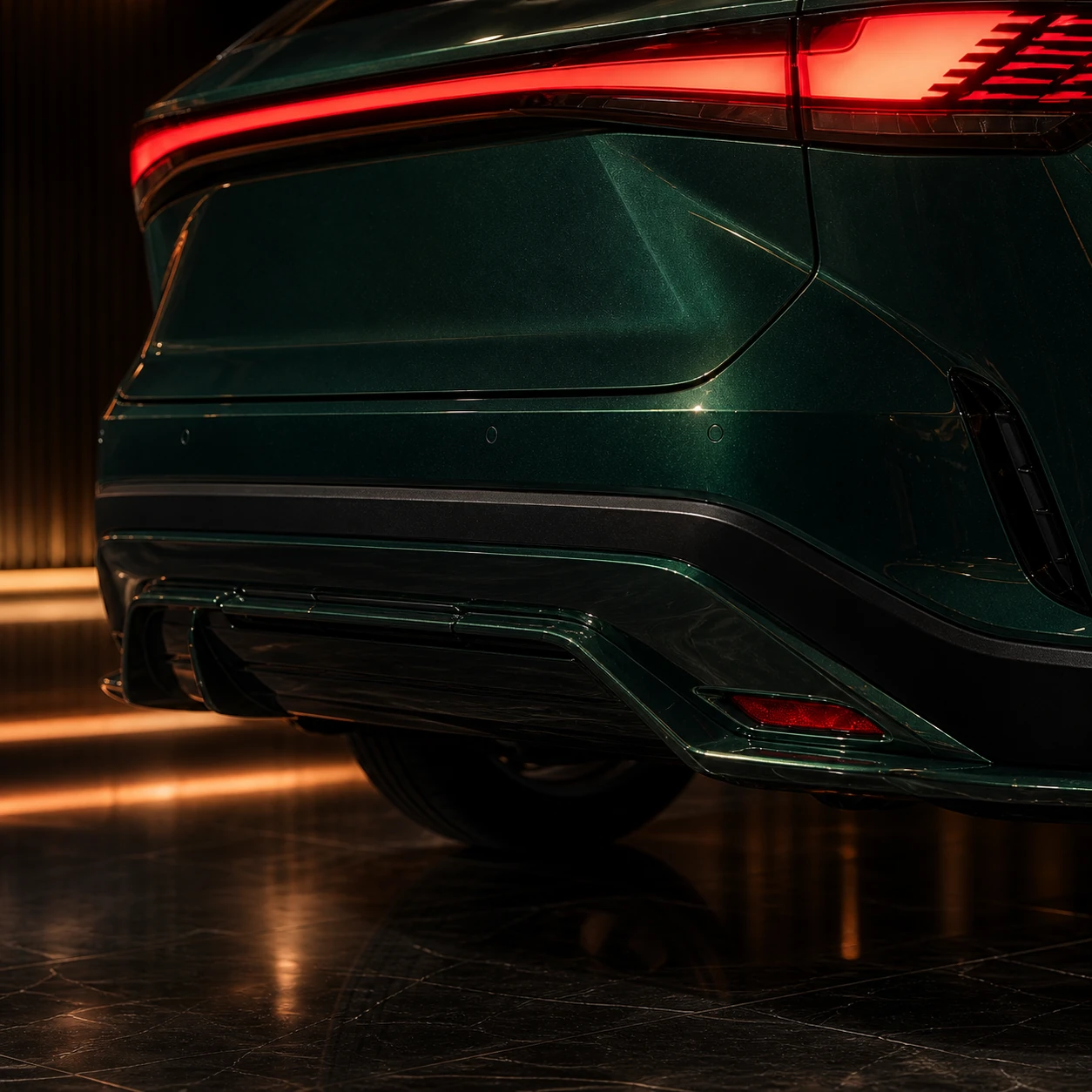 Lexus RX450h+ Version L concealed-exhaust rear under diffuser AI concept detail