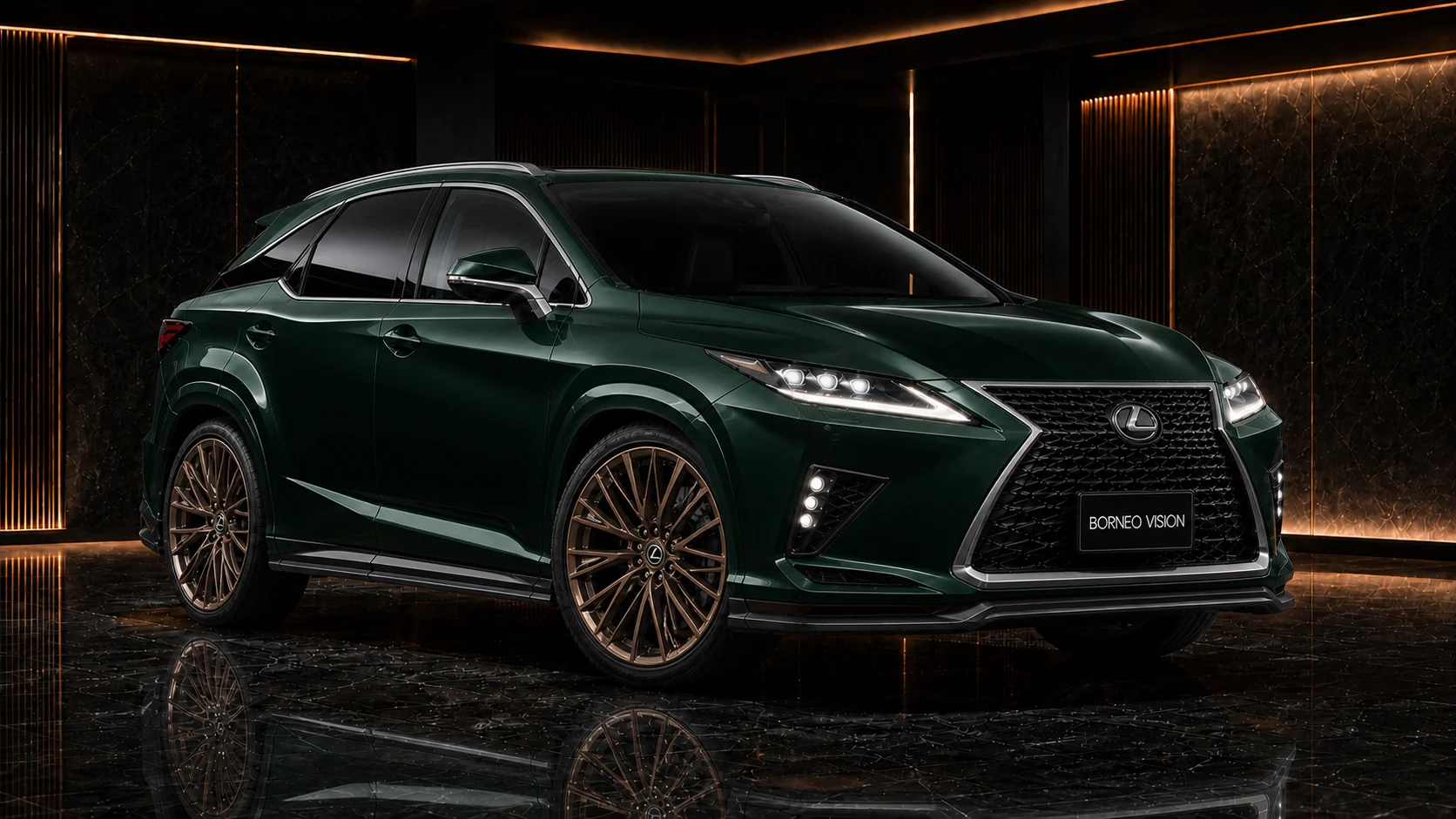 Deep Emerald Lexus RX450h standard grade 30 mm wide complete front AI concept visual