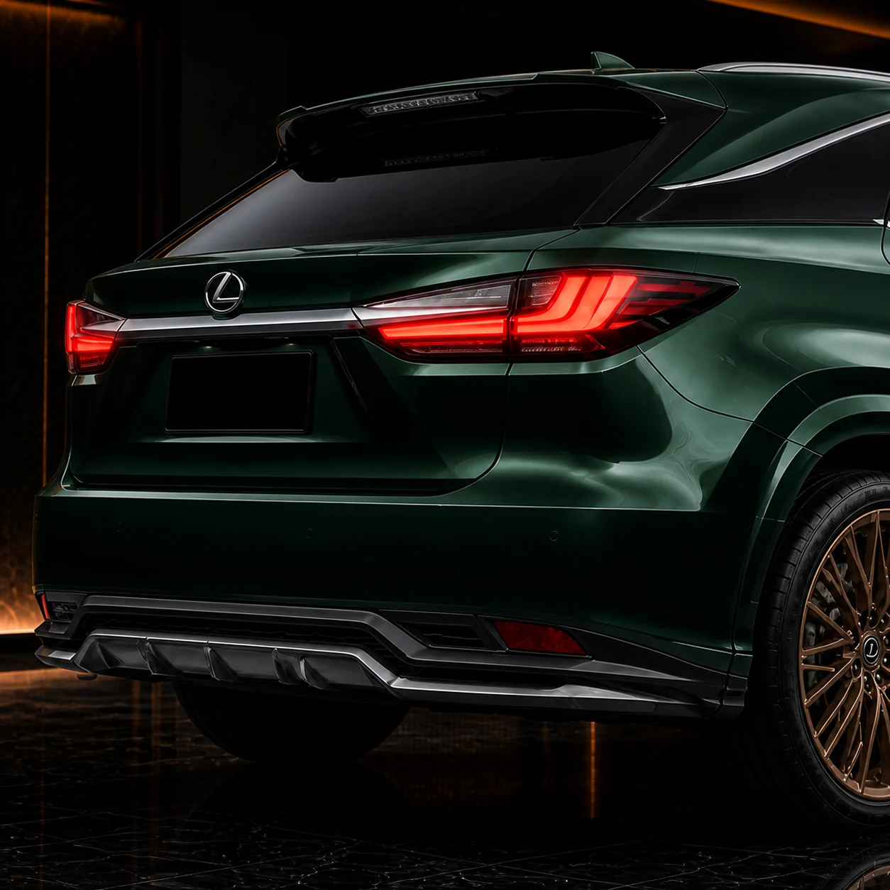 Lexus RX450h hybrid rear under, gate and roof spoiler AI concept detail