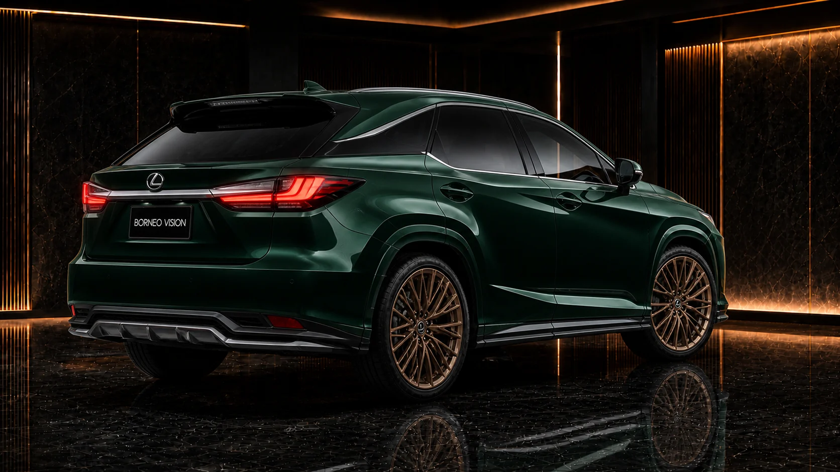 Deep Emerald Lexus RX450h standard grade 30 mm wide hybrid rear AI concept visual