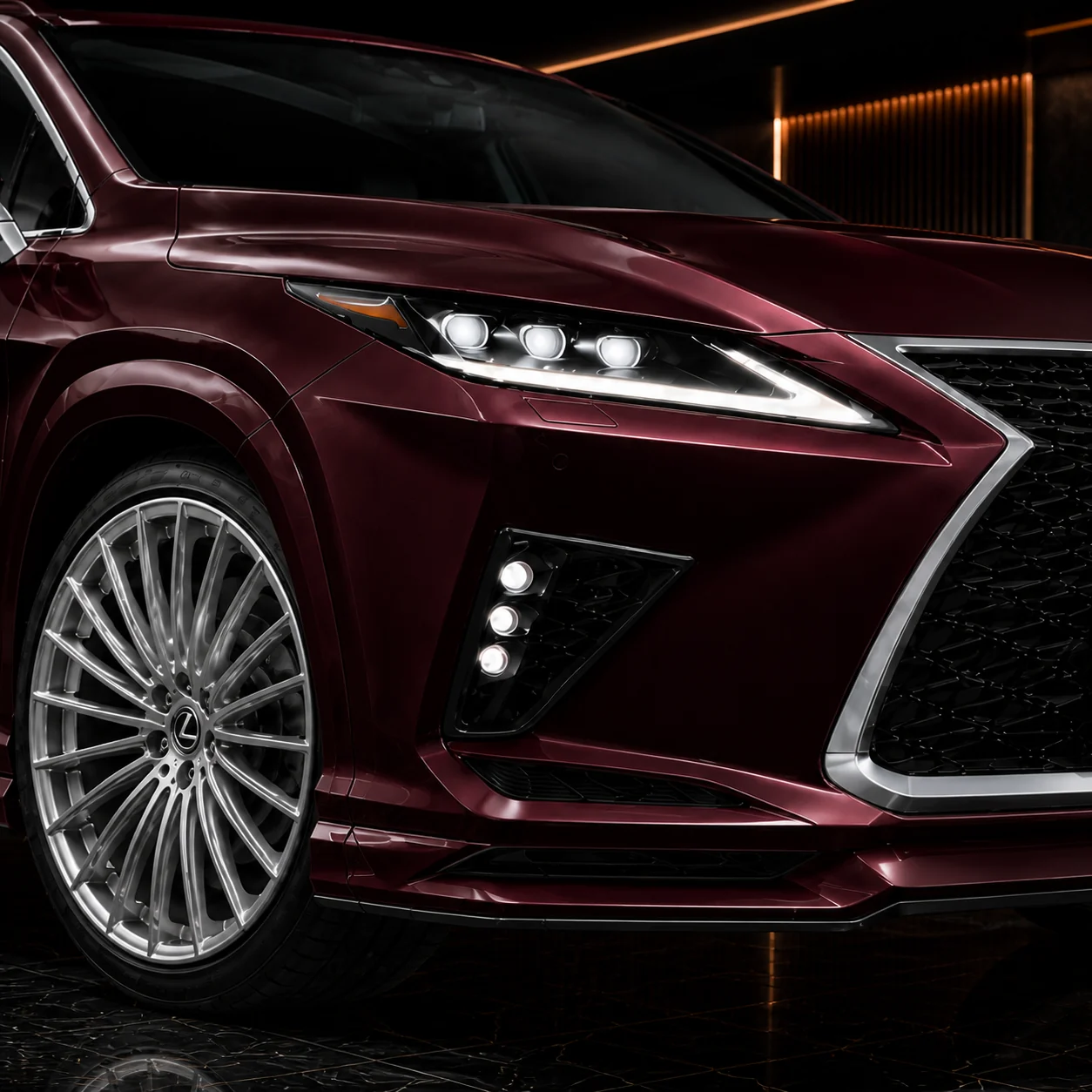 Lexus RX450h standard front under and six-lamp garnish AI concept detail