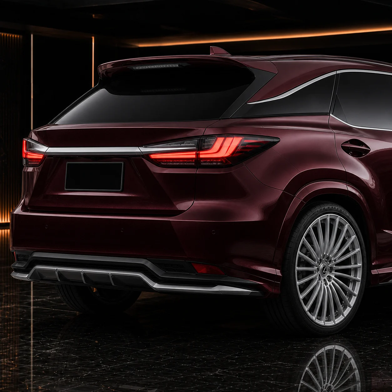Lexus RX450h concealed-exhaust rear under, spoilers and mild arch AI concept detail
