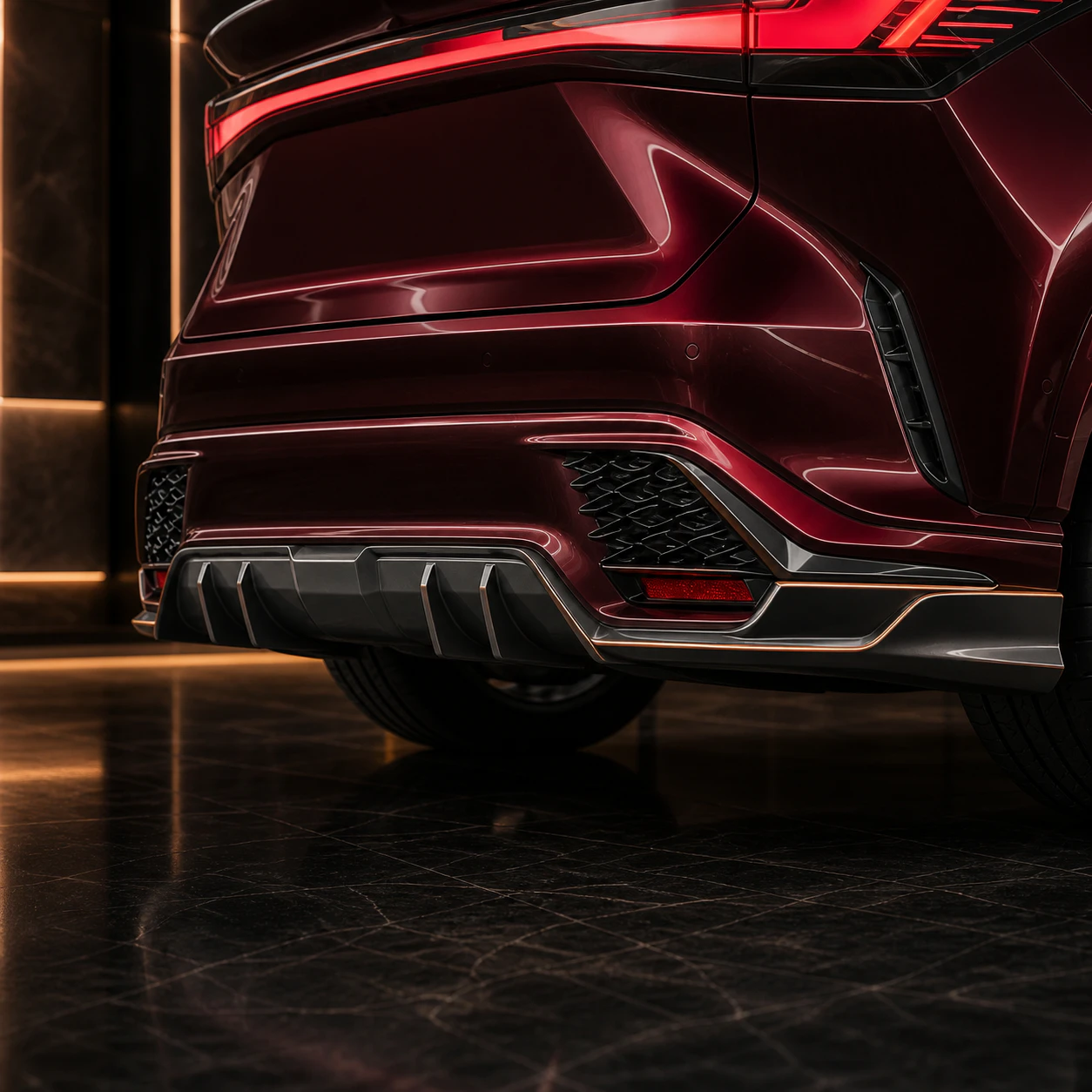 Lexus RX500h rear under diffuser and bumper garnish AI concept detail