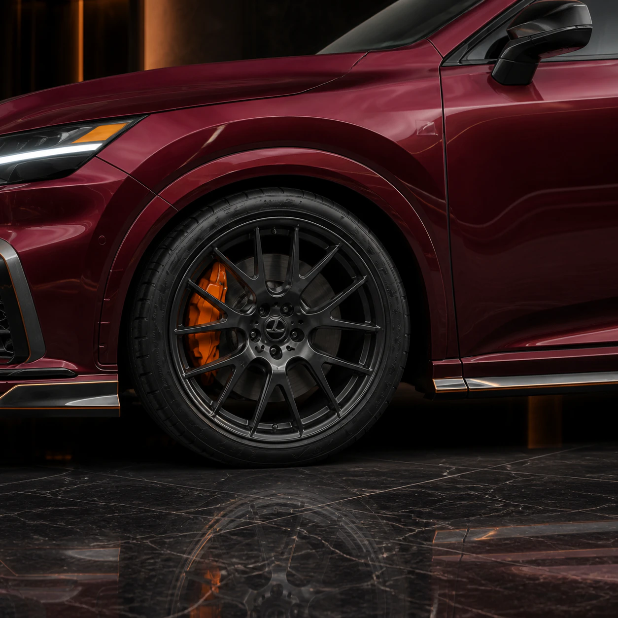 Lexus RX500h wide arch wheel and side diffuser AI concept detail