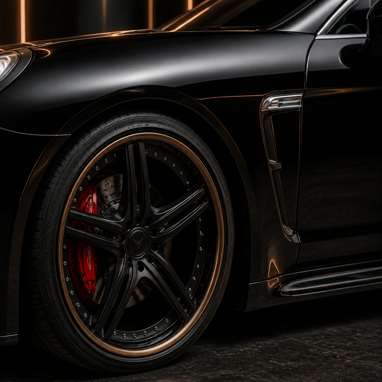 Sport Aero Black Edition Various LED — Porsche Panamera 970 (2009–2014) — wheel and side detail