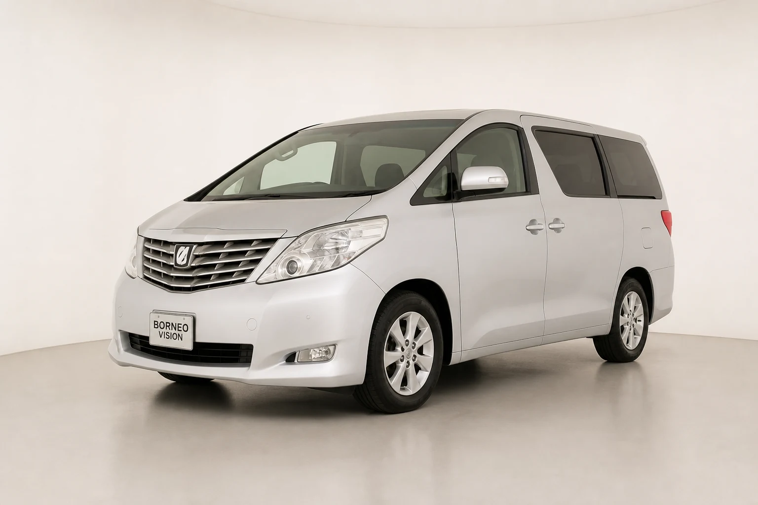 Toyota Alphard 20 Series factory-state AI reference with BORNEO VISION plate