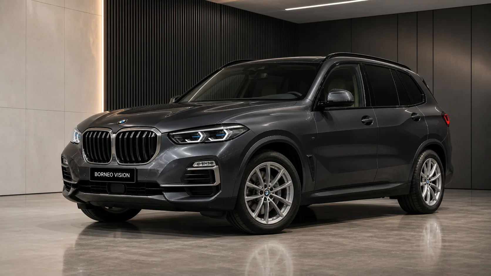 BMW X5 G05 in factory-stock appearance, front three-quarter view — BORNEO VISION generated factory reference