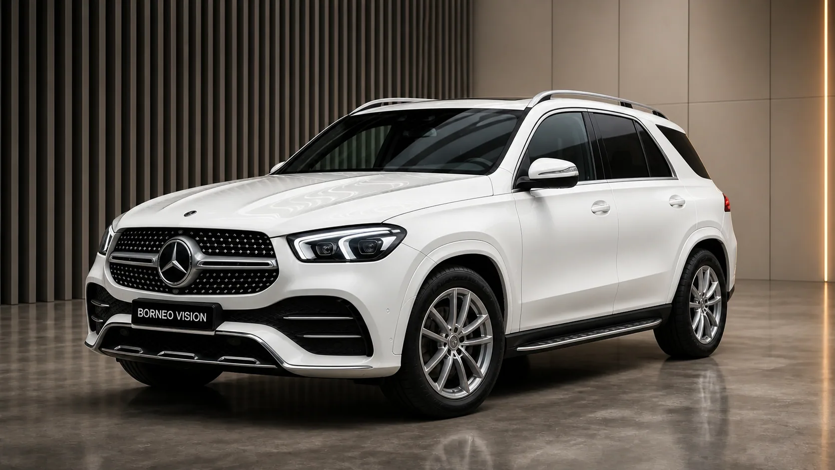 Mercedes-Benz GLE V167 in factory-stock appearance, front three-quarter view — BORNEO VISION generated factory reference
